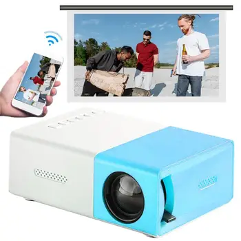 Mini Projektor Filmový Projektor Pre Vonkajšie Použitie 1080P Bezdrôtový videoprojektor Pre Domáce Kino Film Modrá A Biela