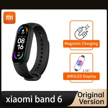 Xiao Mi Band 6 Inteligentný Náramok 5 Farba AMOLED Displej Miband 6 Kyslíka v Krvi, Fitness Traker Bluetooth Nepremokavé Smart Band