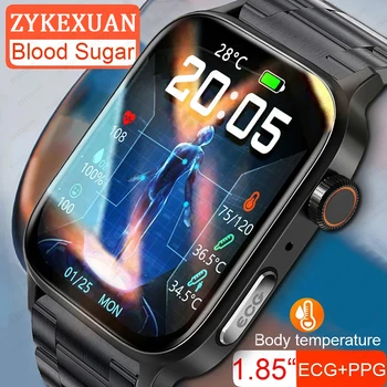 2023 Nové neinvazívne Cukru v Krvi Smart Hodinky Mužov Hlasové Volanie Náramkové hodinky Telesnej Teploty Stres Test EKG+PPG NFC Smartwatch